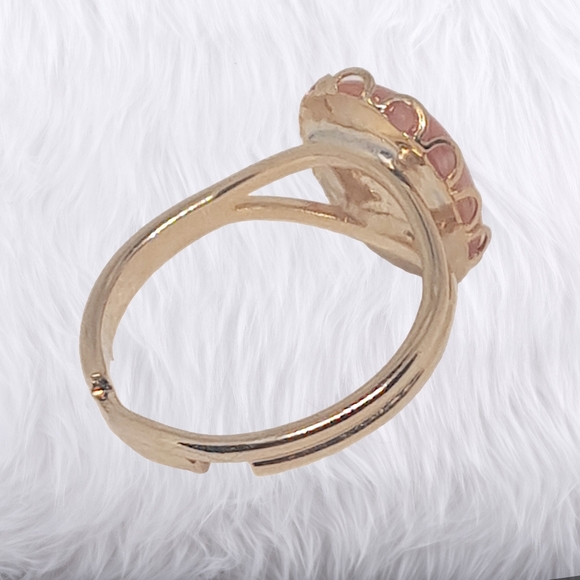 Gold Tone Adjustable Ring with Natural Gemstone - Picture 7 of 7